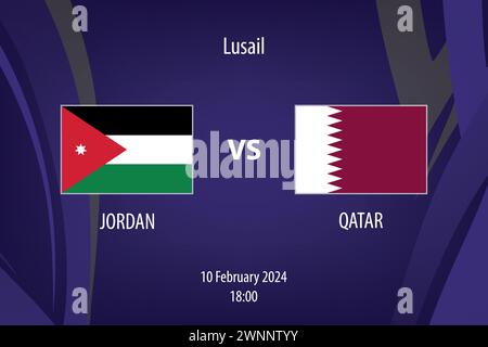 Modèle de diffusion du tableau de bord de football Jordan vs Qatar pour le tournoi de football asie 2023 Illustration de Vecteur