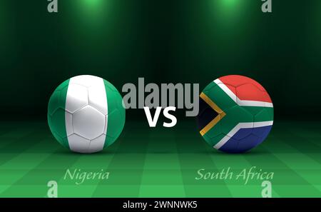 Modèle de diffusion du tableau de bord du football Nigeria vs Afrique du Sud pour le tournoi soccer africa 2023 Illustration de Vecteur