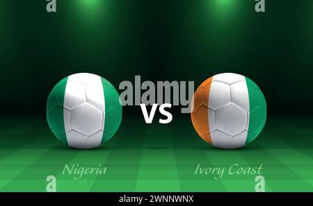 Modèle de diffusion du tableau de bord du football Nigeria vs Côte d'Ivoire pour le tournoi soccer africa 2023 Illustration de Vecteur