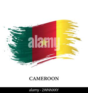 Drapeau grunge du Cameroun, fond de vecteur de coup de pinceau Illustration de Vecteur