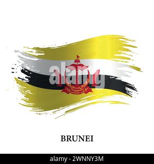 Drapeau grunge de Brunei, fond de vecteur de coup de pinceau Illustration de Vecteur