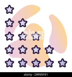 Évaluation avec étoiles, icône de vecteur de contour bleu foncé avec fond dégradé Illustration de Vecteur