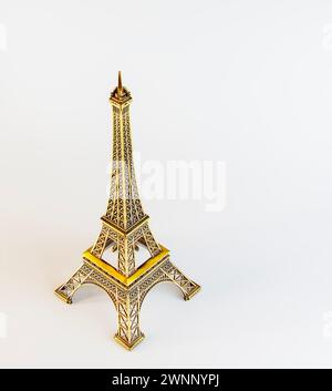 Souvenir Tour Eiffel sur fond blanc. Banque D'Images