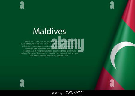 Drapeau national des Maldives isolé sur fond sombre avec copyspace Illustration de Vecteur