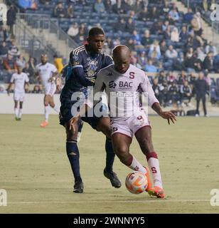 CHESTER, PA, États-Unis - 27 FÉVRIER 2024 - match de la Coupe des champions de la CONCACAF entre l'Union de Philadelphie et le Deportivo Saprissa au Subaru Park. Banque D'Images