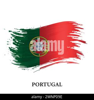 Drapeau grunge du Portugal, fond de vecteur de coup de pinceau Illustration de Vecteur