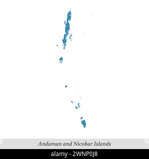 Carte des îles Andaman et Nicobar est un territoire de l'Union de l'Inde avec des districts frontaliers Illustration de Vecteur