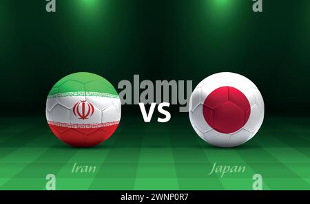 Modèle de diffusion du tableau de bord de football Iran vs Japon pour le tournoi de football asie 2023 Illustration de Vecteur