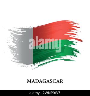 Drapeau grunge de Madagascar, fond de vecteur de coup de pinceau Illustration de Vecteur