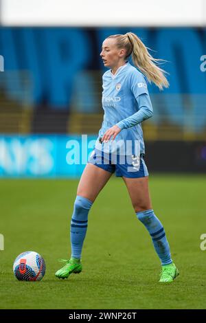 Manchester City Women v Everton Women. La Super League féminine. 2 mars 2024 joie Stadium Manchester MANCHESTER ANGLETERRE -2 mars : Chloe Kelly de Manchester City lors du match de Super League féminin entre Manchester City et Everton au joie Stadium le 2 mars 2024 à Manchester Angleterre. Banque D'Images