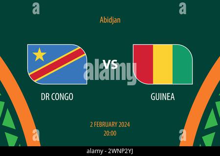 Modèle de diffusion du tableau de bord du football du DR Congo vs Guinée pour le tournoi soccer africa 2023 Illustration de Vecteur