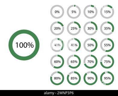 Ensemble de diagrammes de pourcentage de cercle pour les infographies, icônes de graphiques circulaires Illustration de Vecteur