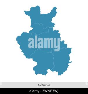 Carte de Detmold est une région de Rhénanie-du-Nord-Westphalie état de l'Allemagne avec des communes frontalières Illustration de Vecteur