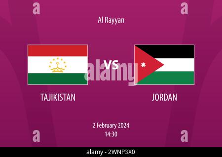 Modèle de diffusion du tableau de bord du football Tadjikistan vs Jordanie pour le tournoi de football asie 2023 Illustration de Vecteur
