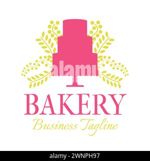 Logo fuchsia Rose Bakery et gâteau Illustration de Vecteur