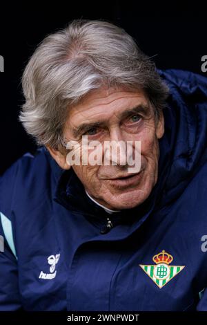 Madrid, Espagne. 03 mars 2024. Civitas Metropolitano Madrid, Espagne - 4 mars : Manuel Pellegrini, entraîneur-chef du Real Betis, lors du match de la Liga EA Sports entre l'Atletico Madrid et le Real Betis au Civitas Metropolitano de Madrid, Espagne. (Photo de Sports Press photo) (Eurasia Sport images/SPP) crédit : SPP Sport Press photo. /Alamy Live News Banque D'Images