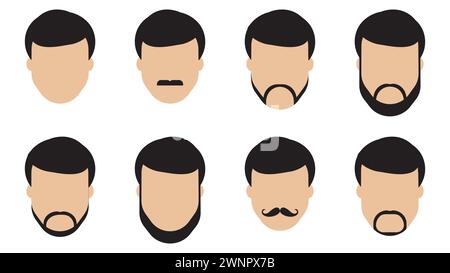 Un ensemble de coiffures, barbes et moustaches pour homme. illustration vectorielle Illustration de Vecteur