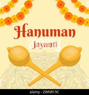 illustration hanuman jayanti style de conception vectorielle plat Illustration de Vecteur