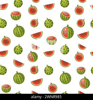 Motif de pastèque et de tranches, fond sans couture Illustration de Vecteur