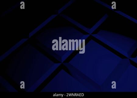Cube de couleur bleue 3D avec fond sombre Banque D'Images
