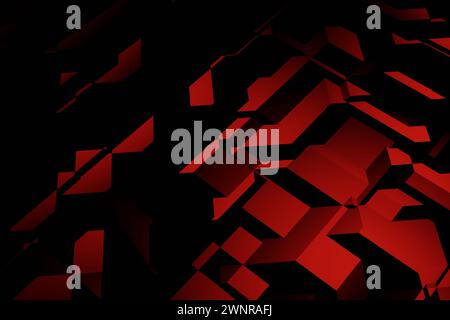 Cube rouge et noir abstrait patten sur fond sombre Banque D'Images