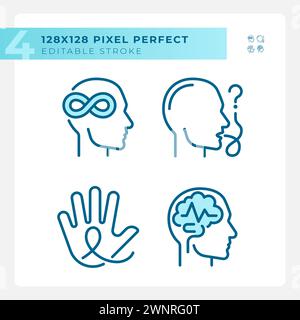 Maladies neurologiques icônes bleu clair Illustration de Vecteur