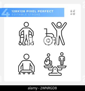 Jeu d'icônes linéaires de récupération après blessure Illustration de Vecteur