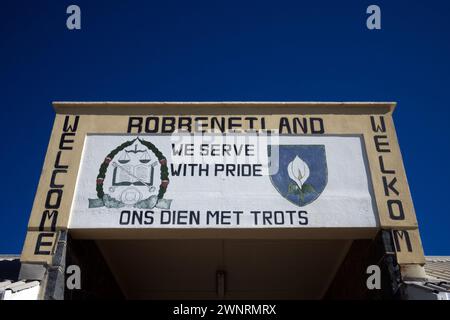 Porte d'entrée de la prison de Robben Island où Nelson Mandela a été emprisonné pendant l'apartheid ; Cape Town, Western Cape, Souh Africa Banque D'Images