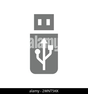 Icône de vecteur de lecteur flash USB. Symbole de périphérique informatique simple. Illustration de Vecteur