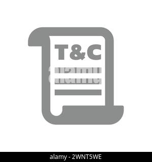 Icône vectorielle des termes et conditions. Défilement papier T et C. Illustration de Vecteur
