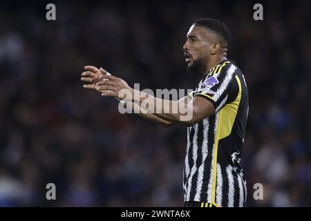 Naples, Italie. 03 mars 2024. Le défenseur brésilien de la Juventus Bremer gesticulate lors du match de Serie A opposant la SSC Napoli à la Juventus au stade Diego Armando Maradona à Naples, dans le sud de l'Italie, le 3 mars 2023. Crédit : Agence photo indépendante/Alamy Live News Banque D'Images