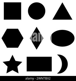 Ensemble de formes géométriques. Variété carrée, cercle, triangle. Silhouettes noires simples. Illustration vectorielle. SPE 10. Image de stock. Illustration de Vecteur