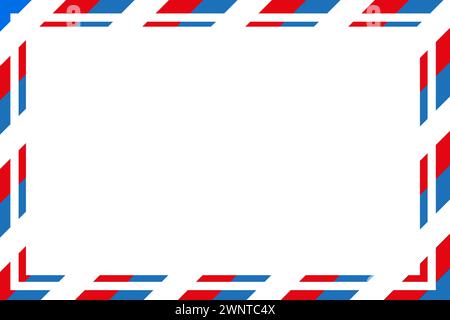 Cadre d'enveloppe carrée pour la poste aérienne avec des bandes bleues rouges. Enveloppe vierge. Illustration vectorielle. SPE 10. Image de stock. Illustration de Vecteur