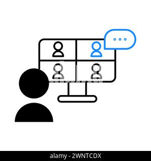Icône de visioconférence. Supports pédagogiques Internet. Les gens sur l'écran d'ordinateur. Communication numérique. Illustration vectorielle. image de stock. SPE 10. Illustration de Vecteur