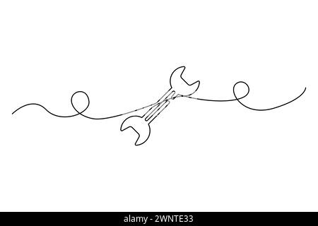 Clé, clé. Clés réglables d'une ligne. Illustration vectorielle. SPE 10. Image de stock. Illustration de Vecteur