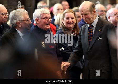 Le duc de Kent arrive pour assister à un service d'action de grâce à l'occasion du 200e anniversaire de la RNLI, à l'abbaye de Westminster à Londres. Date de la photo : lundi 4 mars 2024. Banque D'Images