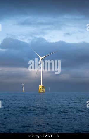 Seagreen Wind Energy, parc éolien offshore écossais. Vestas V164, turbines de 10 mégawatts. Banque D'Images