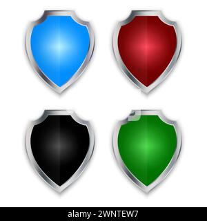 Jeu d'icônes de boucliers de couleur. Illustration vectorielle. SPE 10. Image de stock. Illustration de Vecteur