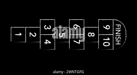 Hopscotch jeu sur fond noir. Illustration vectorielle. SPE 10. image de stock. Illustration de Vecteur