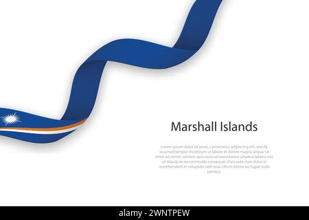 Agitant le ruban avec le drapeau des Îles Marshall. Modèle pour la conception d'affiche de jour de l'indépendance Illustration de Vecteur