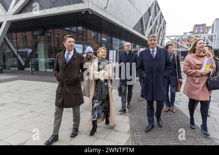 Warshaw, Pologne. 04 mars 2024. Le ministre flamand, le président Jan jambon (2R) photographié lors d'une mission diplomatique du gouvernement flamand en Pologne et en Lettonie, lundi 04 mars 2024. BELGA PHOTO NICOLAS MAETERLINCK crédit : Belga News Agency/Alamy Live News Banque D'Images