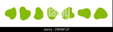 Formes de blob incorrectes. Formes abstraites organiques. Cercles liquides verts. Collection d'éléments vectoriels isolés asymétriques sur fond blanc. Illustration de Vecteur