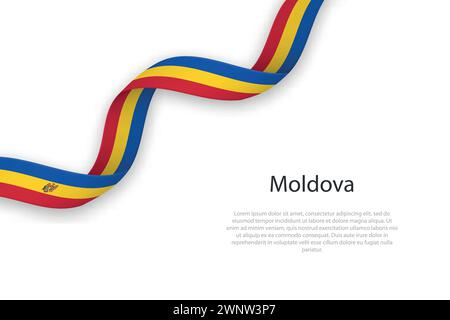 Ruban ondulant avec le drapeau de Moldavie. Modèle pour la conception d'affiche de jour de l'indépendance Illustration de Vecteur