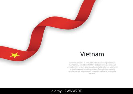 Ruban ondulant avec le drapeau du Vietnam. Modèle pour la conception d'affiche de jour de l'indépendance Illustration de Vecteur