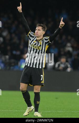 Naples, Italie. 3 mars 2024. Bremer de la Juventus FC célèbre après avoir marqué un but lors du match de Serie A entre la SSC Napoli et la Juventus FC à Diego Armando Maradona le 3 mars 2024 à Naples, italie (crédit image : © Agostino Gemito/Pacific Press via ZUMA Press Wire) USAGE ÉDITORIAL SEULEMENT! Non destiné à UN USAGE commercial ! Banque D'Images