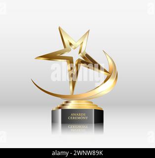Prix réaliste Golden Star Trophy dans Vector Illustration de Vecteur