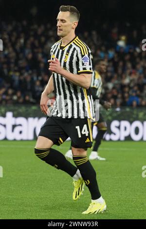 Naples, Italie. 03 mars 2024. Arkadiusz Milik joueur de Juventus, lors du match de la ligue italienne Serie A entre Napoli vs Juvents résultat final, Napoli 2, Juventus 1, match joué au stade Diego Armando Maradona. Napoli, Italie, 03 mars 2024. (Photo de Vincenzo Izzo/Sipa USA) crédit : Sipa USA/Alamy Live News Banque D'Images