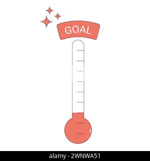 Indicateur de progrès pour l'événement de don. Thermomètre de but isolé sur fond blanc. Tracker d'argent de collecte de fonds. Illustration vectorielle. Illustration de Vecteur