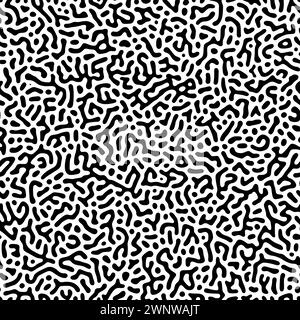 Motif de ligne sans couture. Répétition du schéma cérébral. Forme de turing noire isolée sur fond blanc. Lignes coralliennes répétées. Texture organique. Irrégulier Illustration de Vecteur