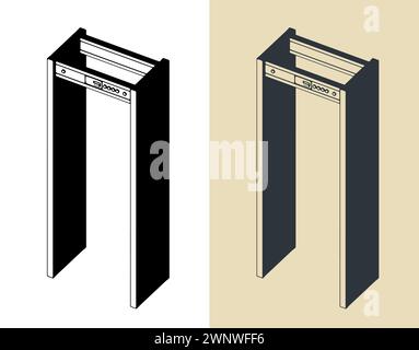 Illustration vectorielle stylisée du détecteur de métaux d'arcade Illustration de Vecteur